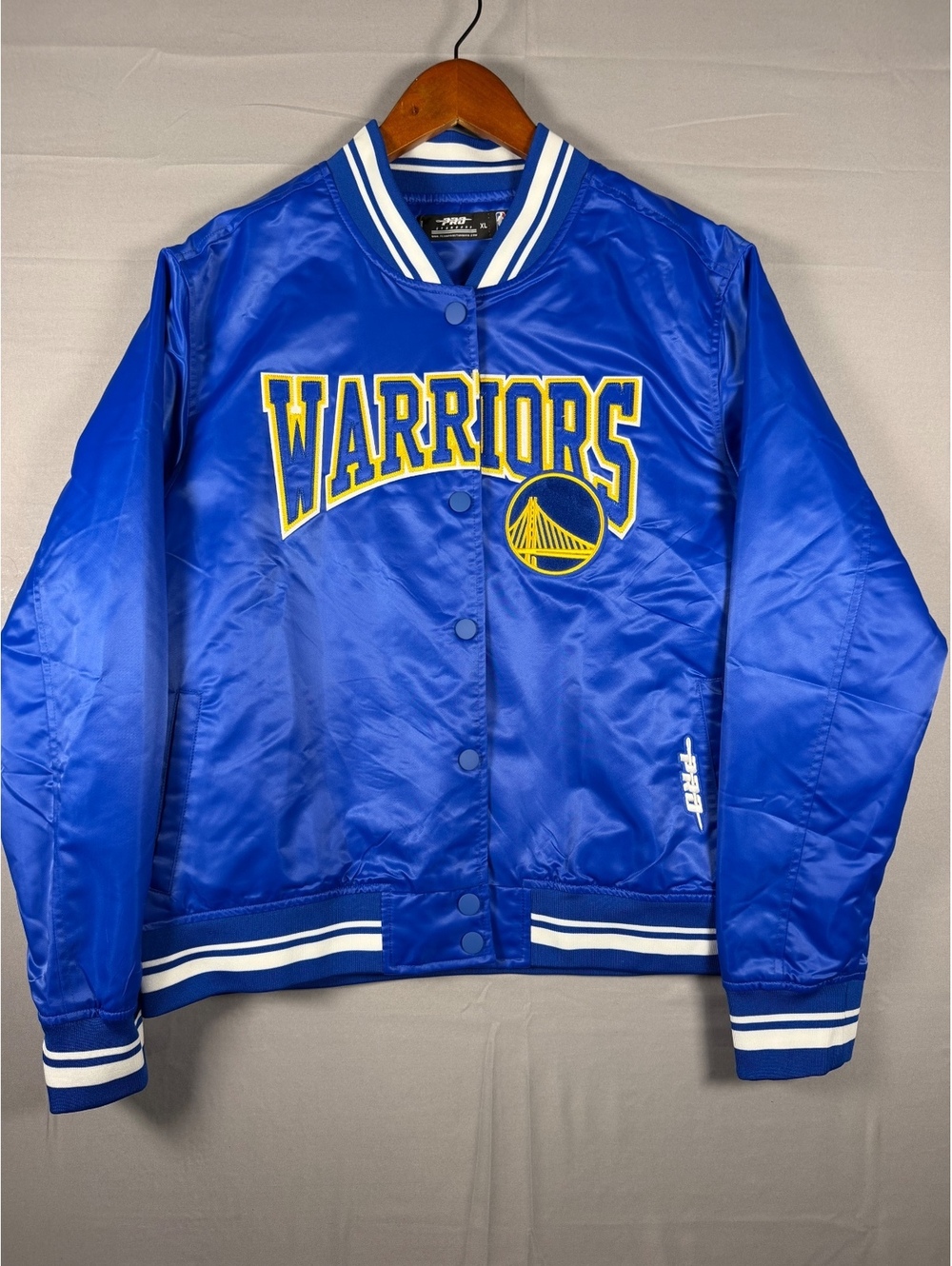 Golden State Warriors Satin Varsity Jacket with Embroidered
